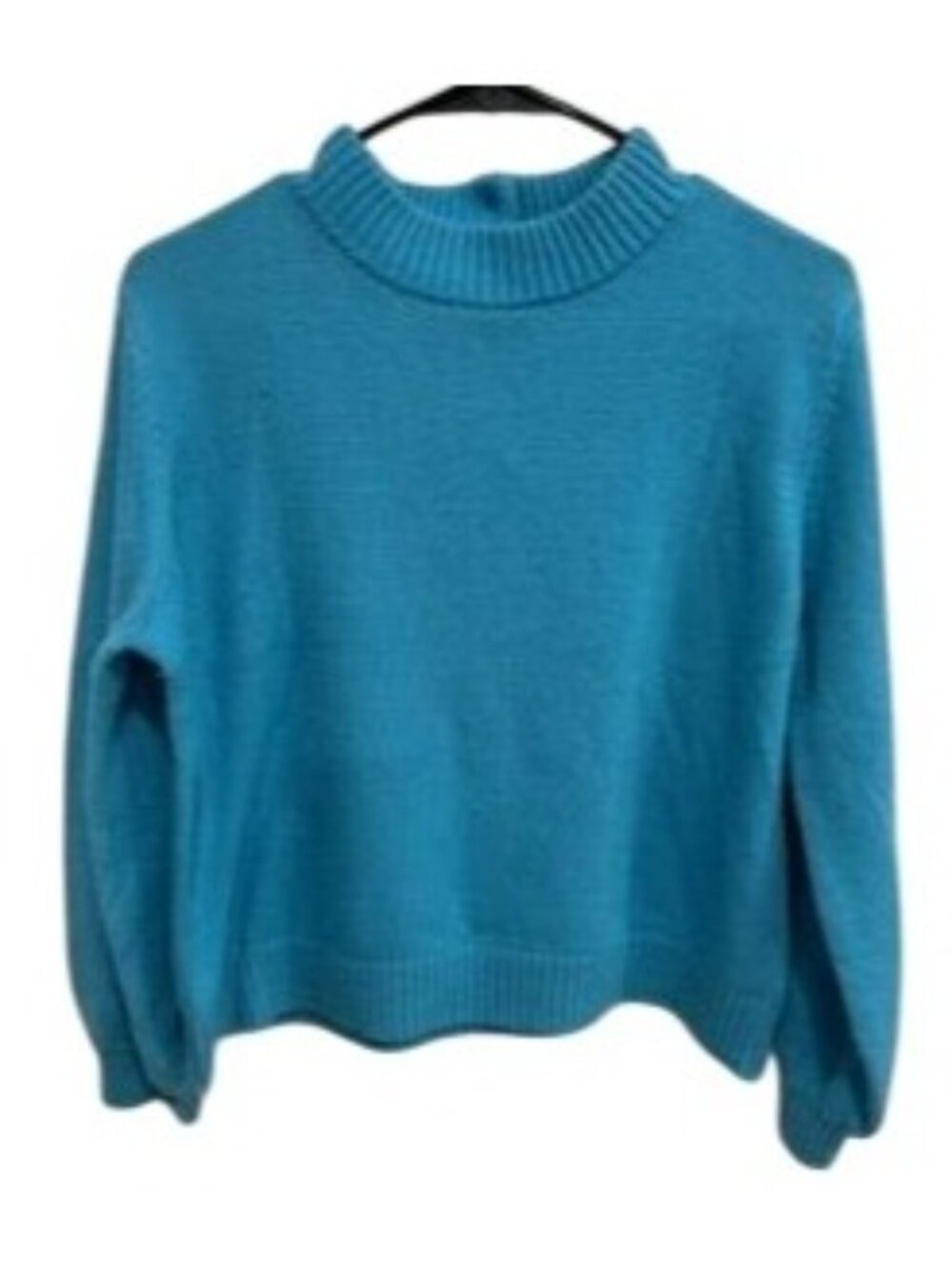 Who What Wear XL Blue Ribbed Mock Neck Rayon Blend Sweater Soft Minimalist